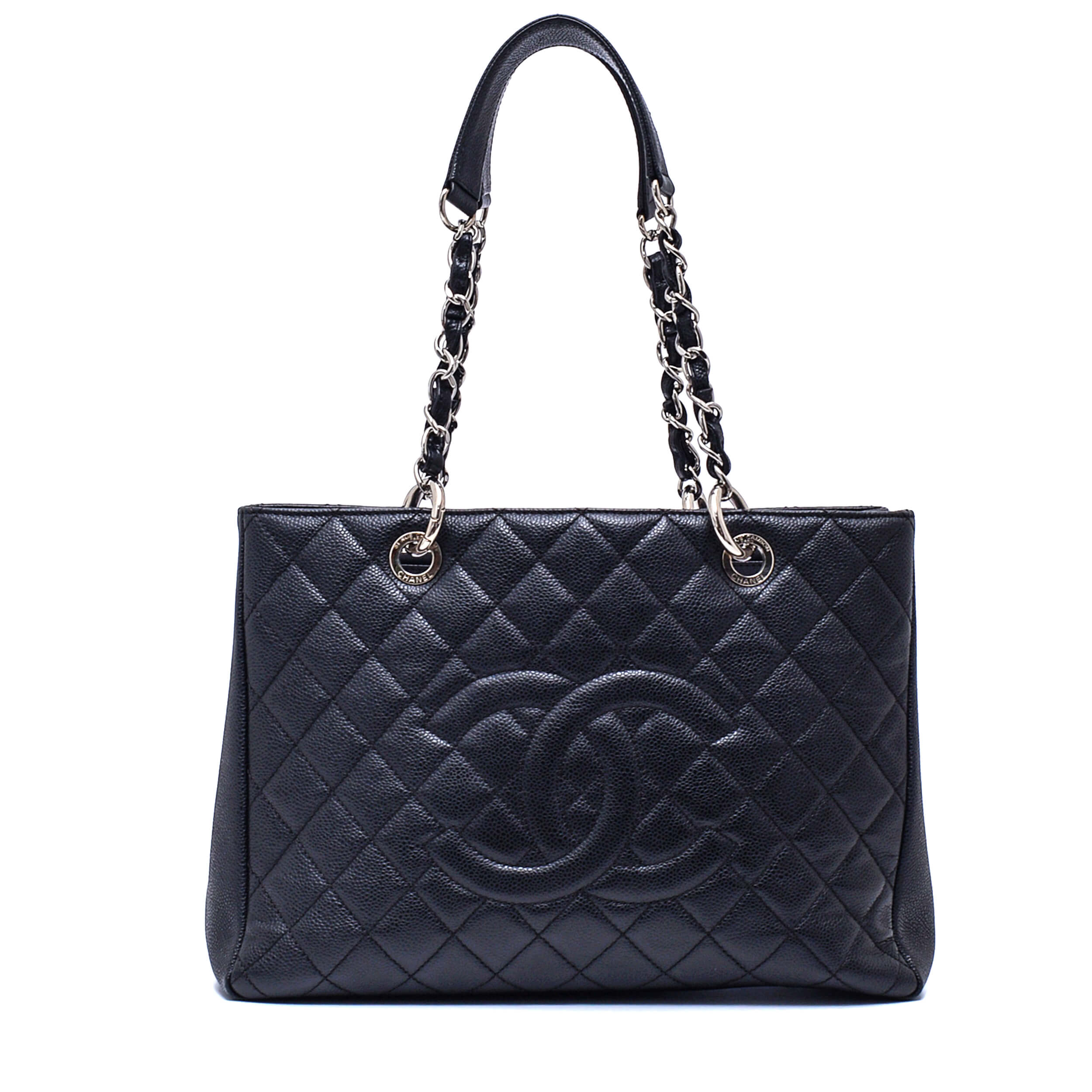 Chanel -  Black Quilted Caviar Leather M Grande Shopping Tote GST Bag